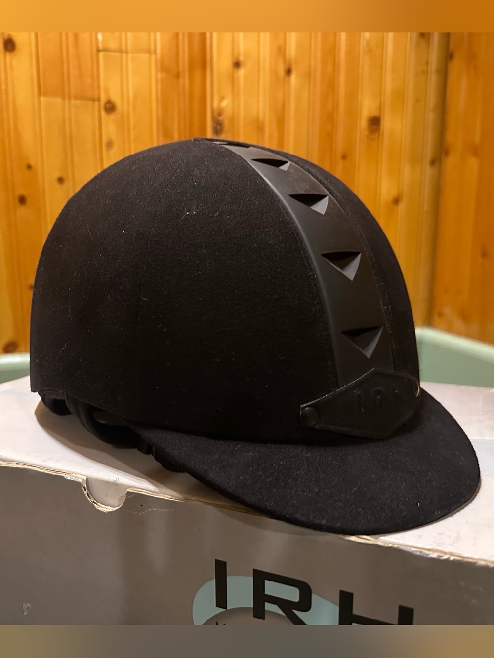 Black Equestrian Riding Helmet - Velvet